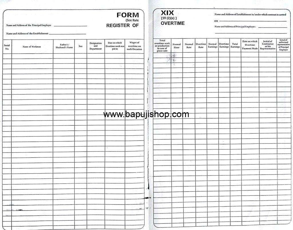 Overtime register format