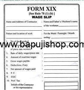 wage slip in form xix format