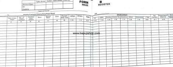 Form B Wages Register