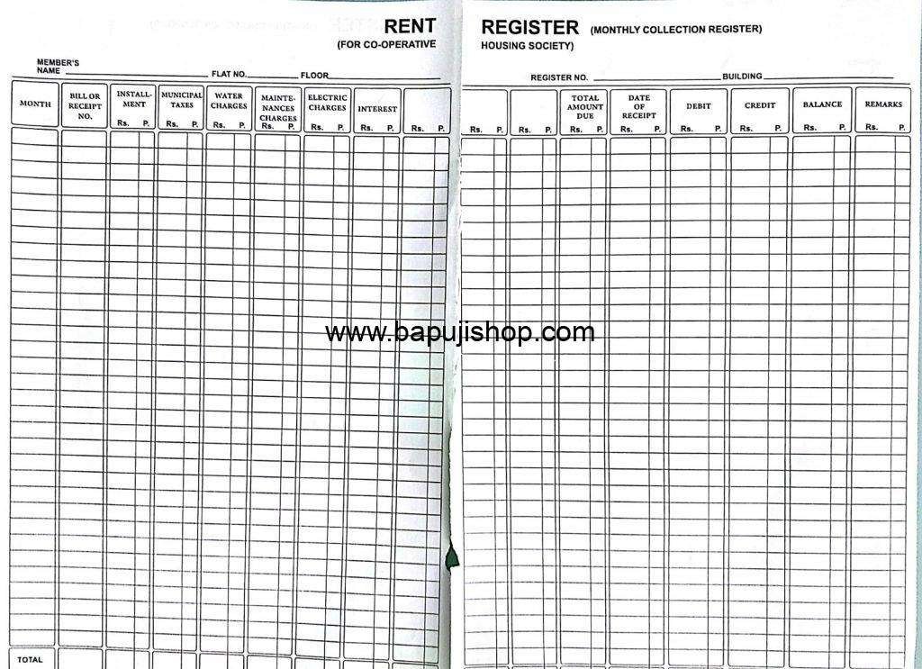 Rent Register for society