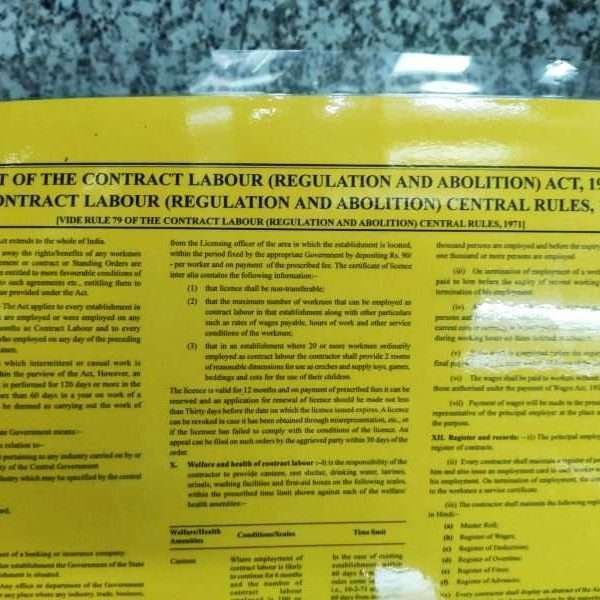 Abstract of contract labour act 1970 and rules 1971 CLRA