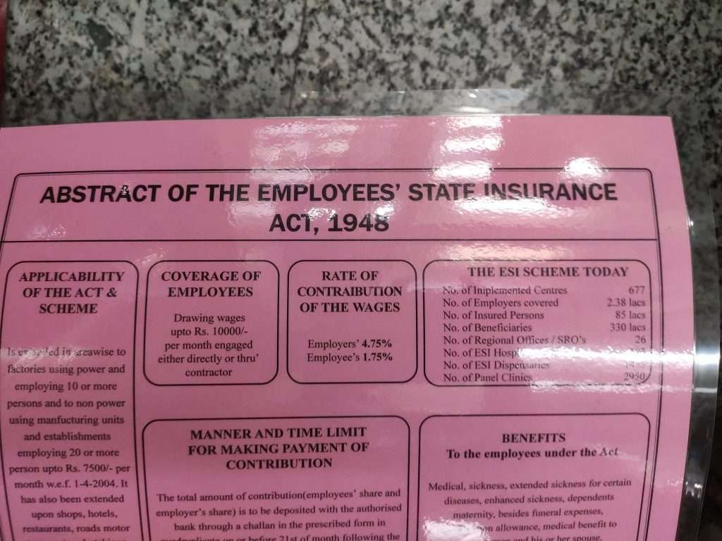 Abstract of employees state insurance act 1948