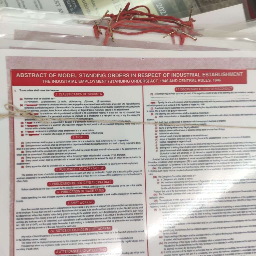 Abstract of standing orders