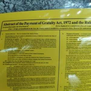 Abstract of the payment of gratuity act 1972