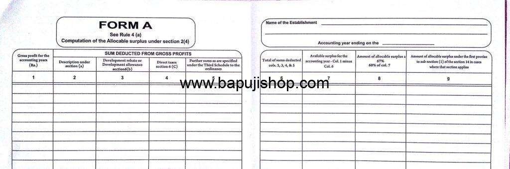 Form A Bonus Act Register