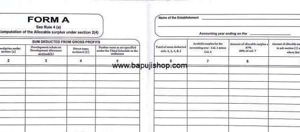 Form A Bonus Act Register
