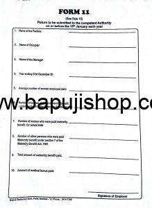 Form 11 under maternity benefit act