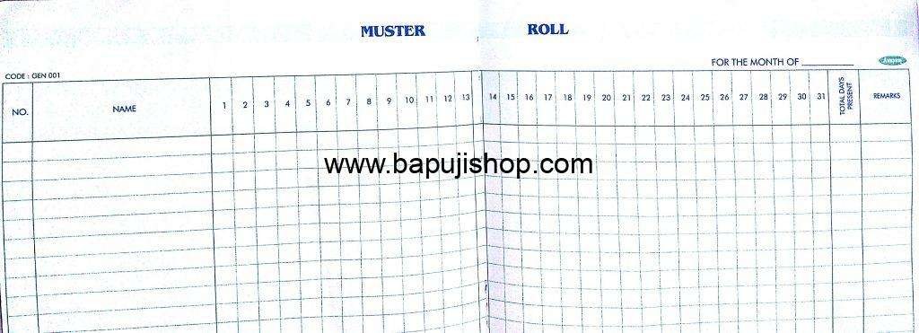 Muster roll register as per factories act
