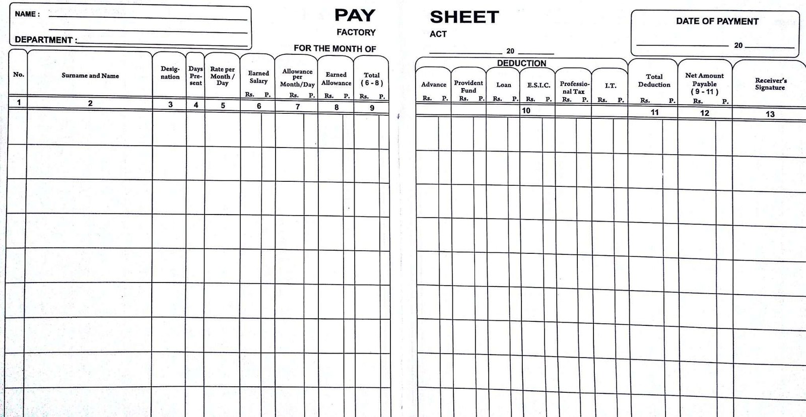 New Format Salary Register book From Bapuji (since 1948)