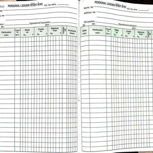 Ledger book columns personal savings