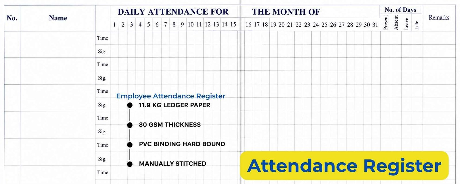 Employee Attendance register format in Mumbai
