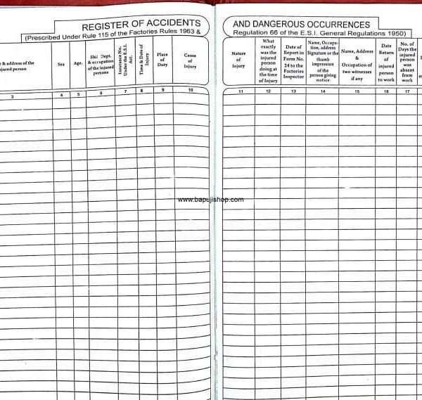 ESIC accident register