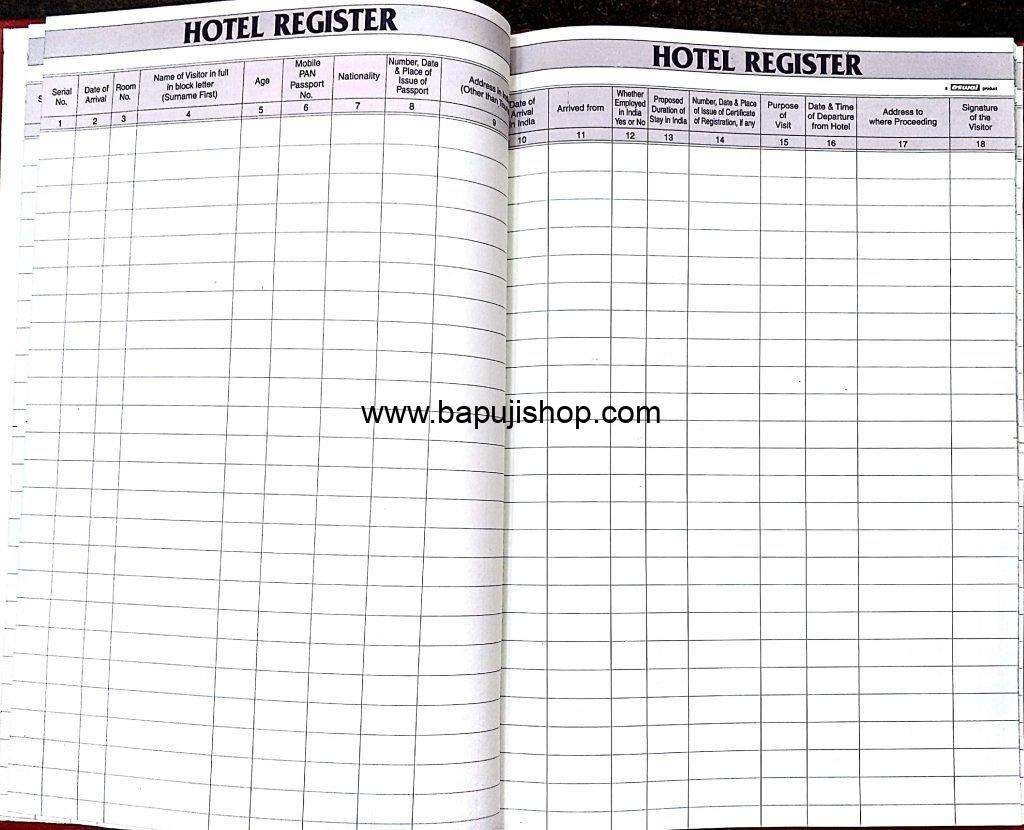 Hotel Register format
