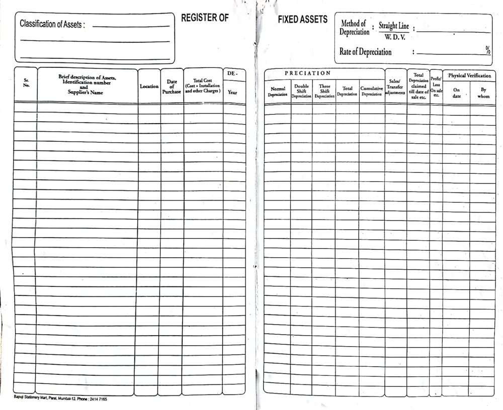 fixed asset register companies act 2013
