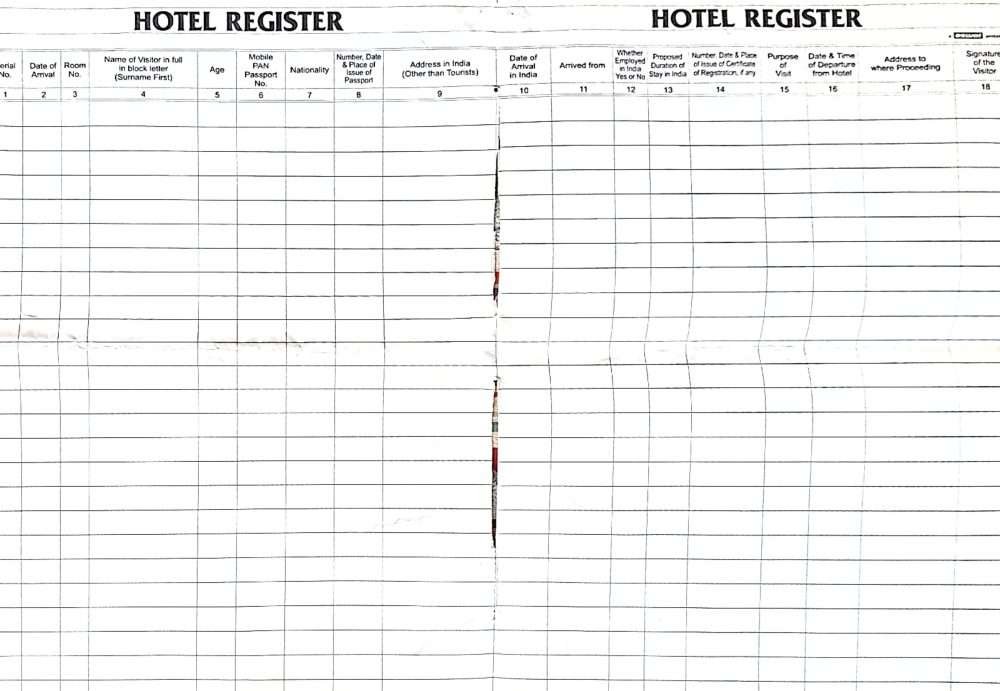 hotel guest register