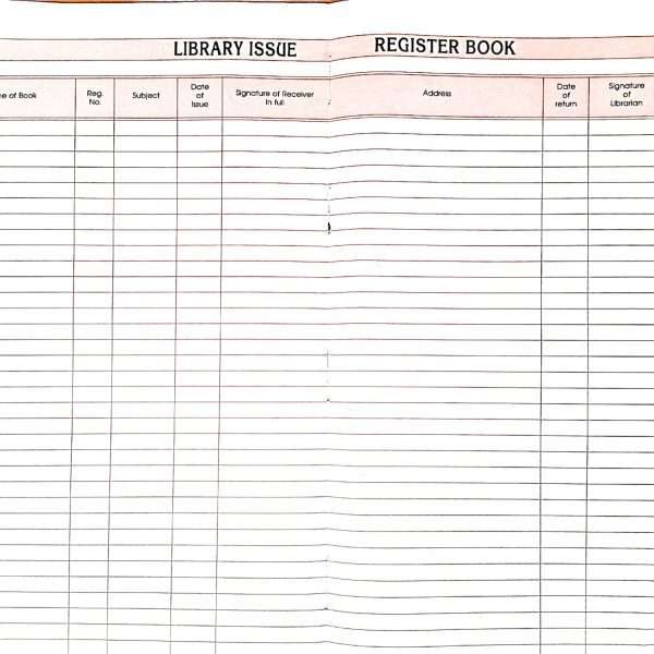 daily book issue register for schools, colleges, libraries
