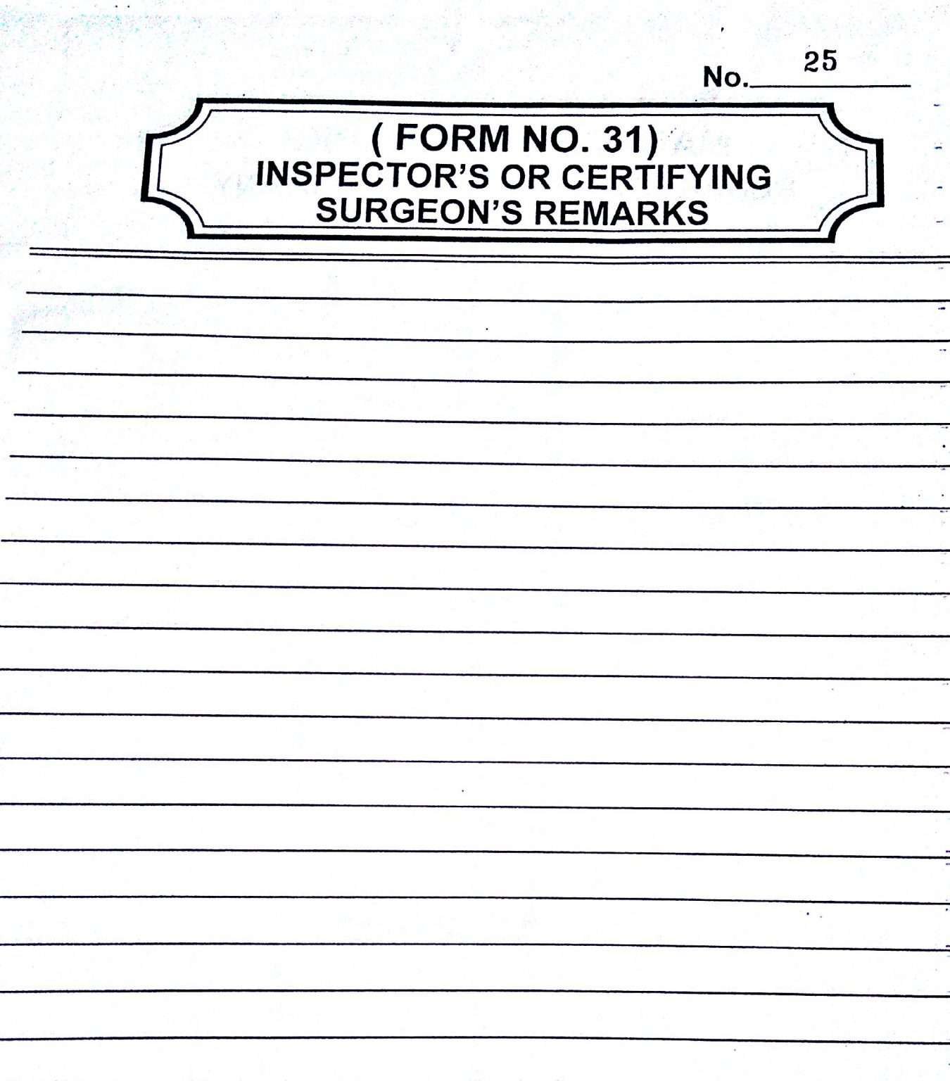 Inspection Book Form 31
