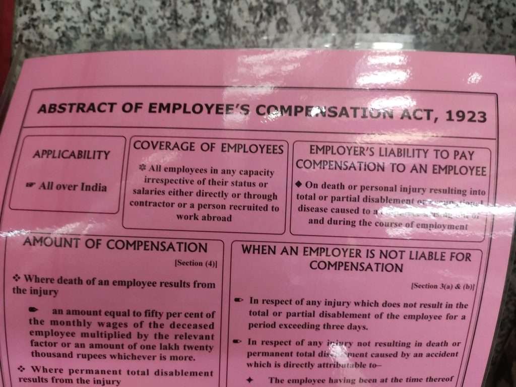 Abstract of employees compensation act 1923