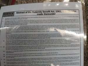 Abstract of the maternity benefit act 1961 rules