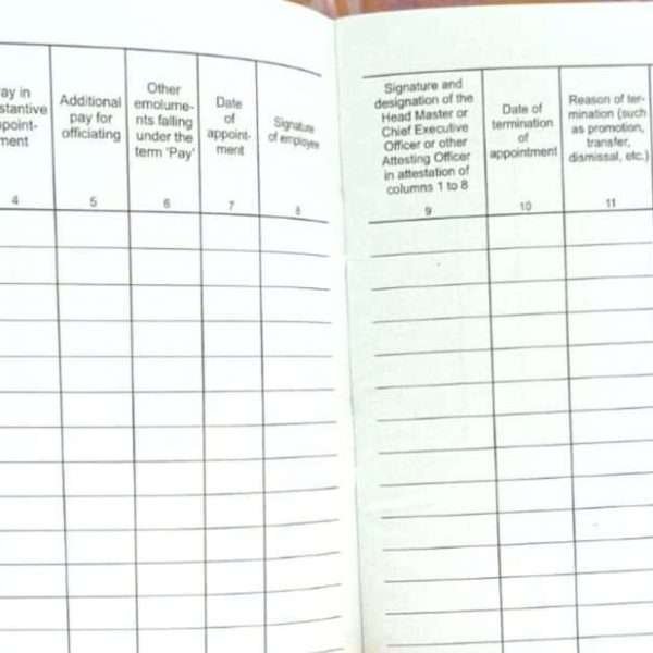 employee service book