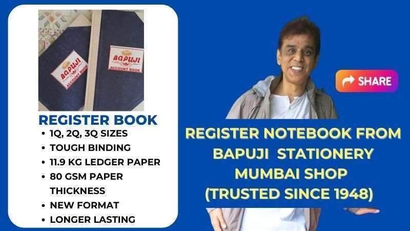 Different types of Register Books including Ruled register, Attendance book, Account book are available